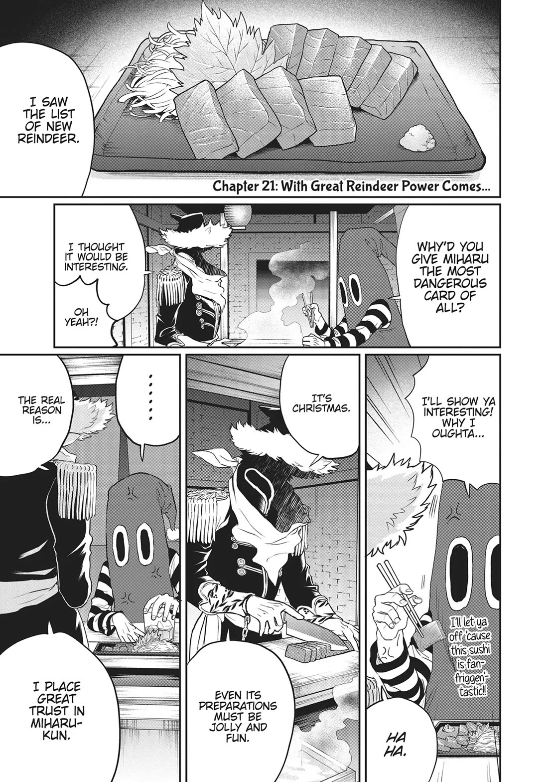 Black Night Parade Chapter 21 page 1 - Chapter 21: With Great Reindeer Power Comes...
