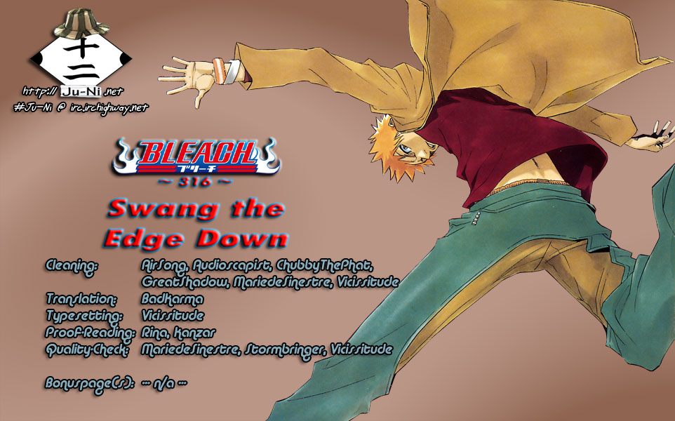Bleach Chapter 316 page 1 - Chapter 316: Swang the Edge Down