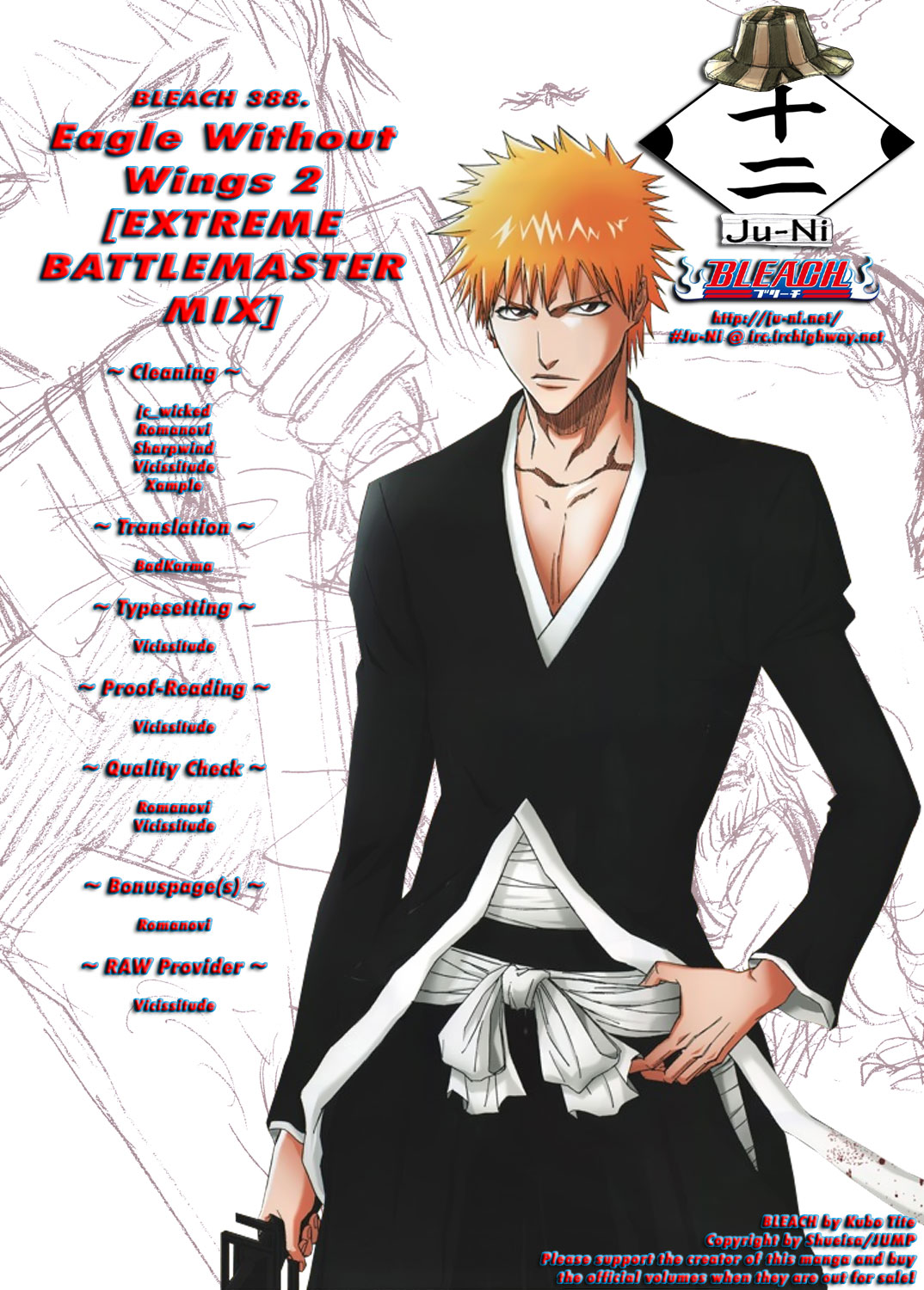 Bleach Chapter 388 page 1 - Chapter 388: Eagle Without Wings 2 [Extreme Battlemasters Mix]