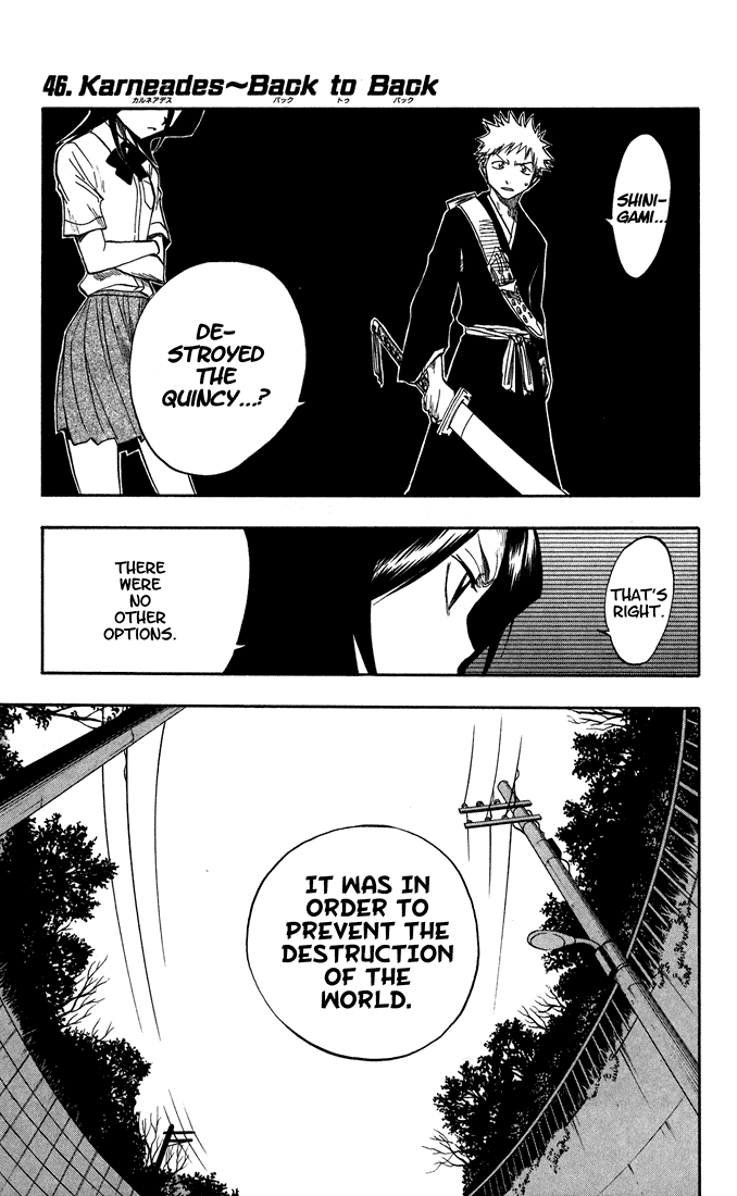 Bleach Chapter 46 page 1 - Chapter 46: Karneades ~ Back-to-Back