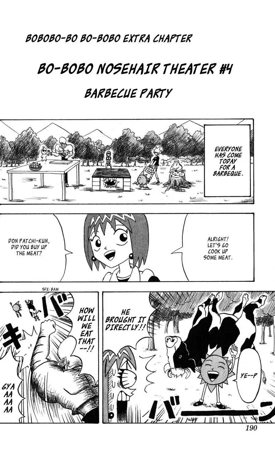 Bobobo-bo Bo-bobo Chapter 109.5 page 1 - Chapter 109.5: Bo-bobo Nosehair Theater #4 - Barbecue Party