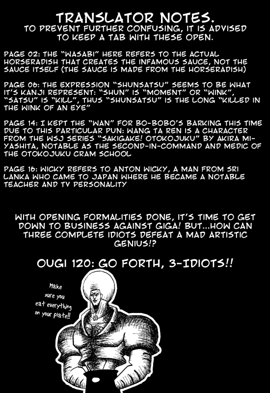 Bobobo-bo Bo-bobo Chapter 120 page 1 - Chapter 120: Go Forth, 3-Idiots!!