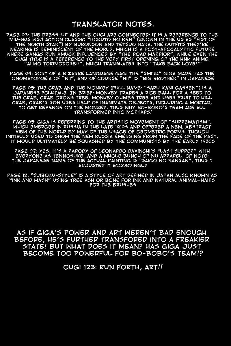 Bobobo-bo Bo-bobo Chapter 123 page 1 - Chapter 123: Run Forth, Art!!