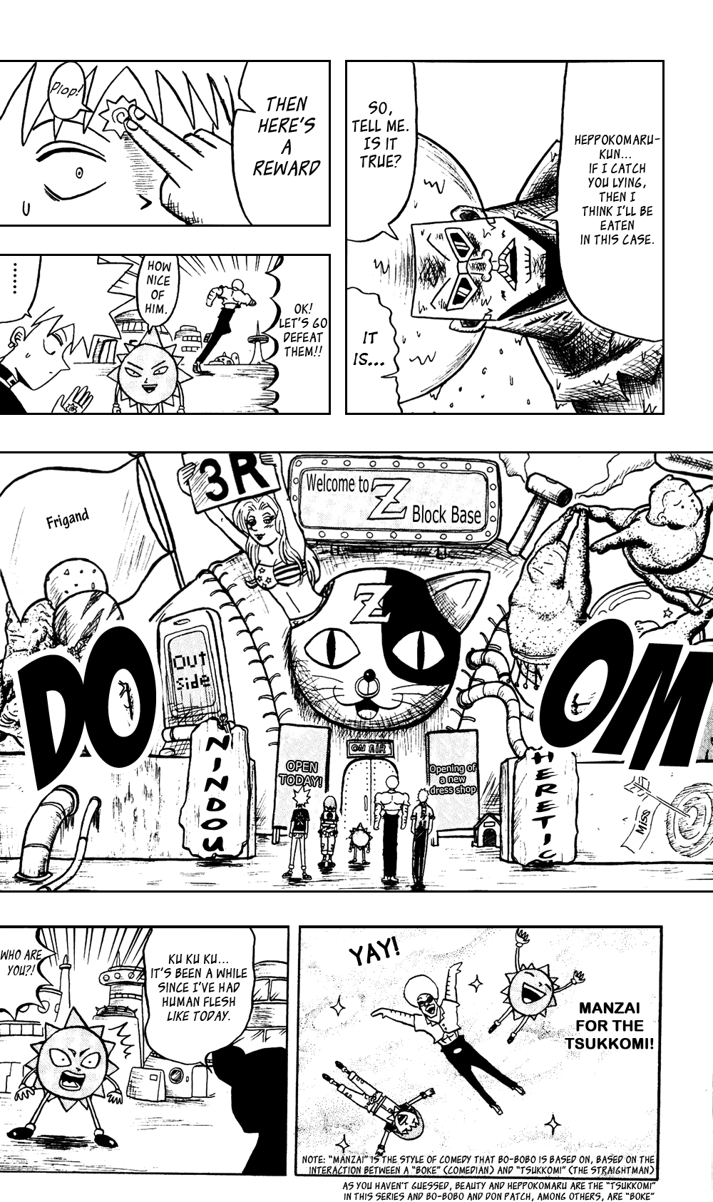 Bobobo-bo Bo-bobo Chapter 59 page 4 - Chapter 59: It's a Quiz, Boing! Boing! Boing! Boing! I'm Not a Frog, I'm Dengaku!