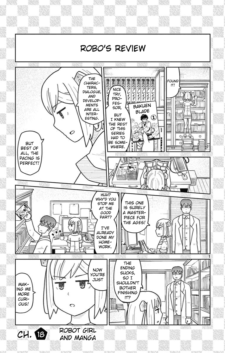 Bocchi Hakase to Robot Shoujo no Zetsubou Teki Utopia Chapter 18 page 1 - Chapter 18: Robot Girl and Manga
