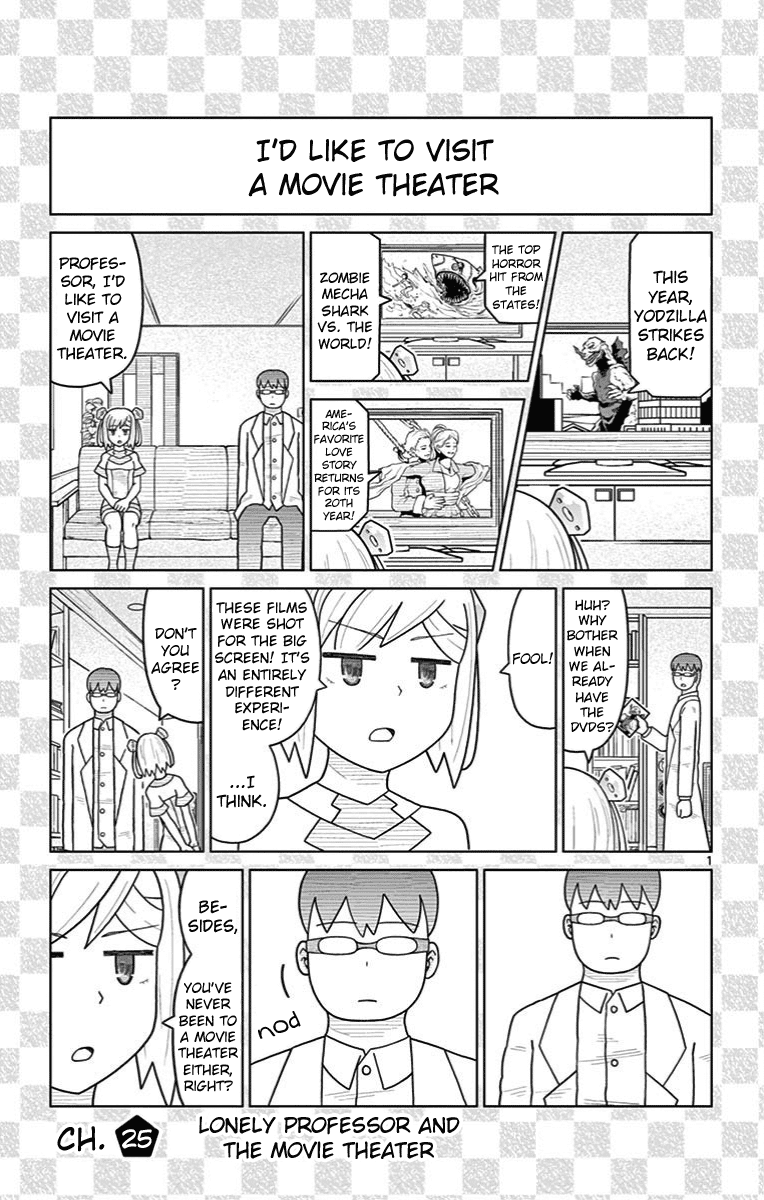 Bocchi Hakase to Robot Shoujo no Zetsubou Teki Utopia Chapter 25 page 1 - Chapter 25: Lonely Professor and the Movie Theater