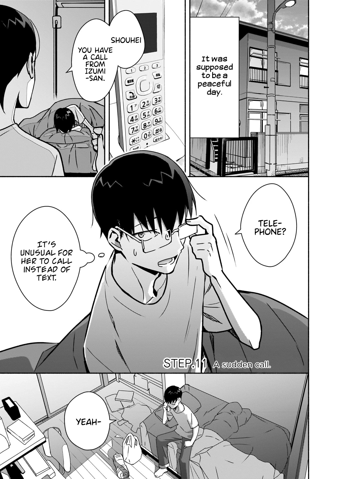 Bocchi no Boku ni Kyousei Kanojo ga Yattekita Chapter 11 page 1 - Chapter 11: A sudden call.
