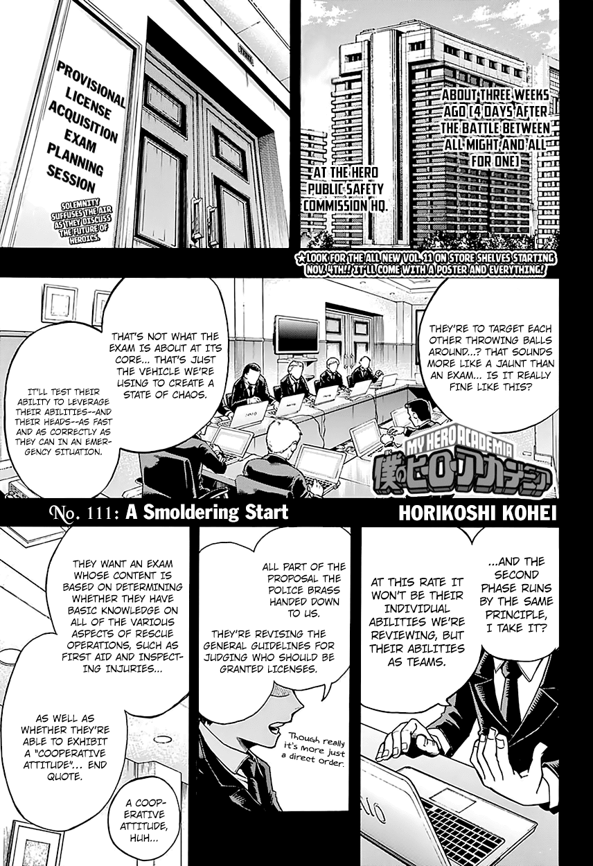 Boku no Hero Academia Chapter 111 page 4 - Chapter 111: A Smoldering Start