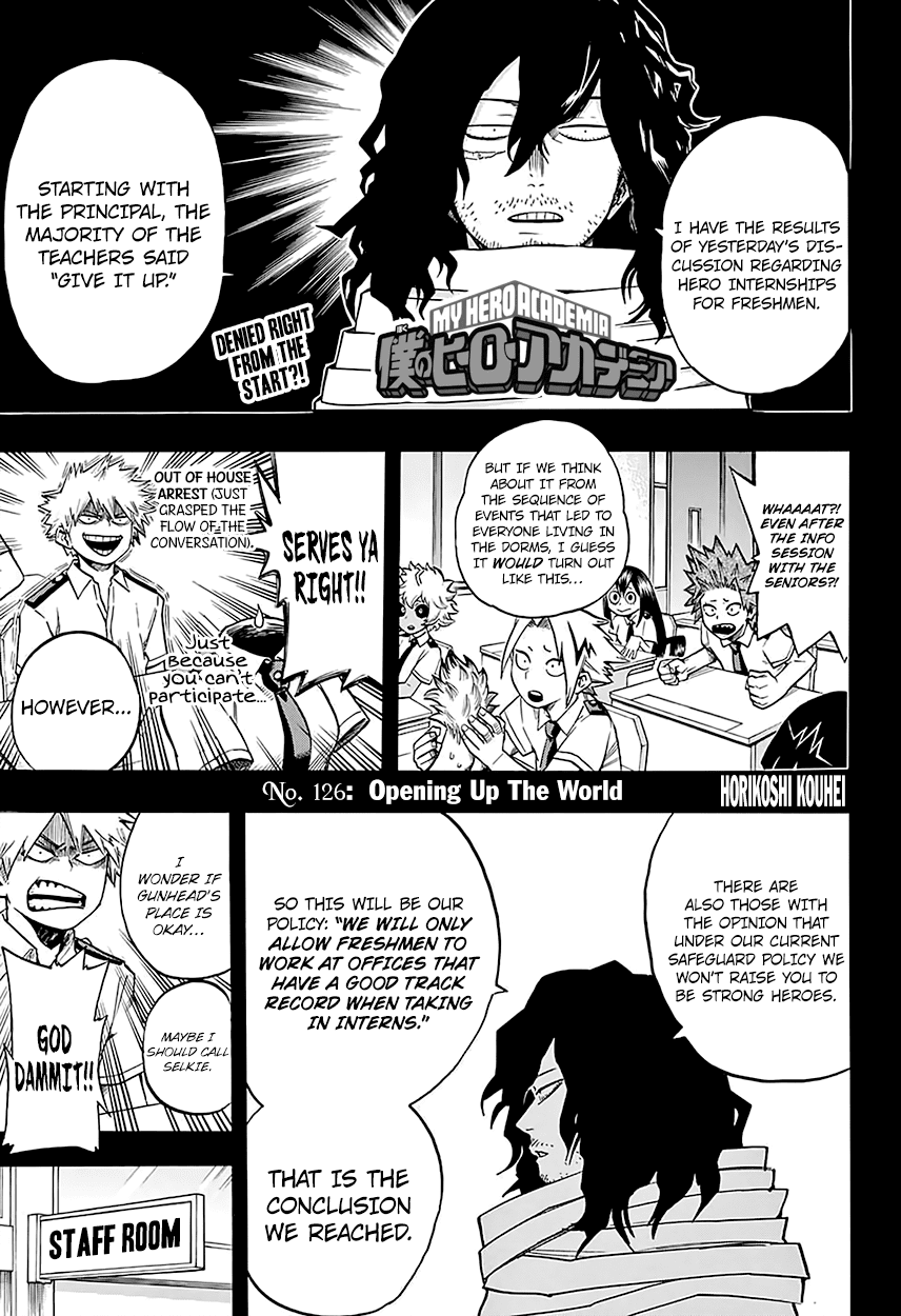 Boku no Hero Academia Chapter 126 page 3 - Chapter 126: Opening Up The World