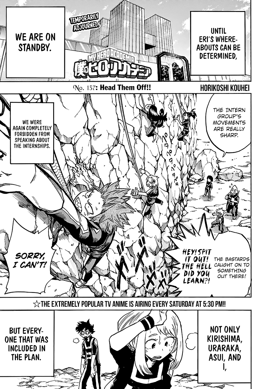 Boku no Hero Academia Chapter 137 page 2 - Chapter 137: Head Them Off!!