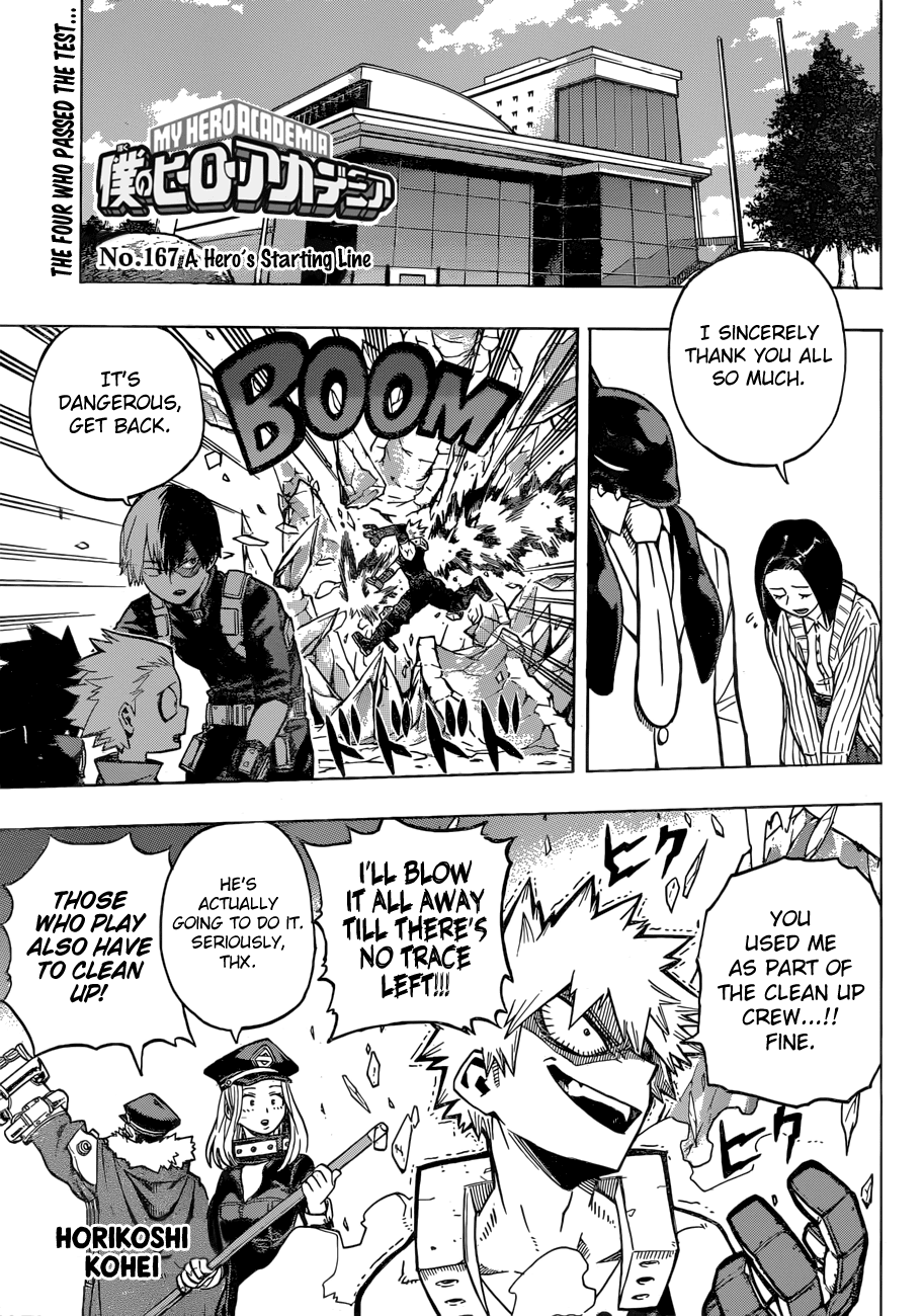 Boku no Hero Academia Chapter 167 page 1 - Chapter 167: A Hero's Starting Line