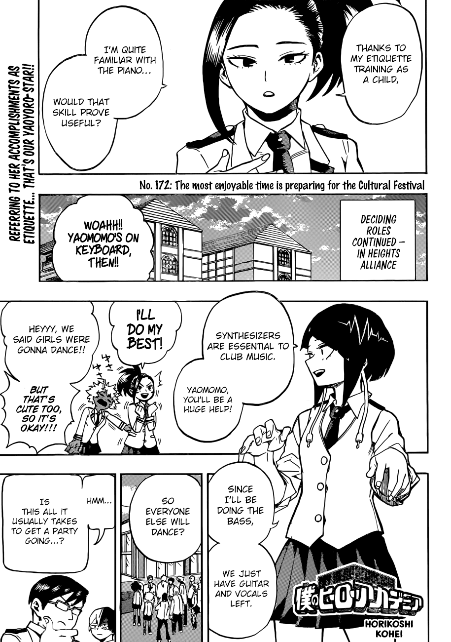 Boku no Hero Academia Chapter 172 page 1 - Chapter 172: The most enjoyable time is preparing for the cultural festival 1