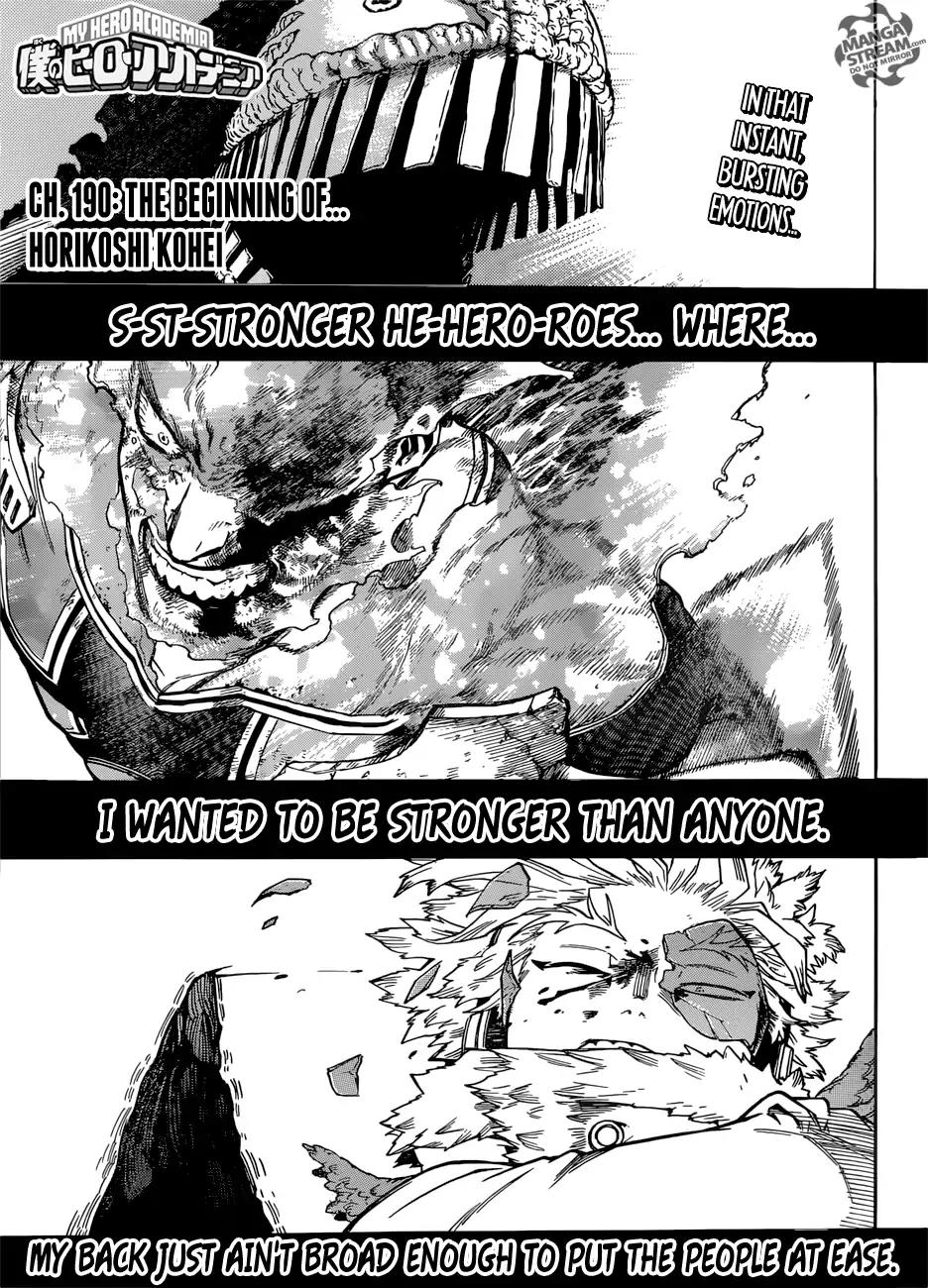Boku no Hero Academia Chapter 190 page 1 - Chapter 190: The Beginning of Horikoshi Kohei