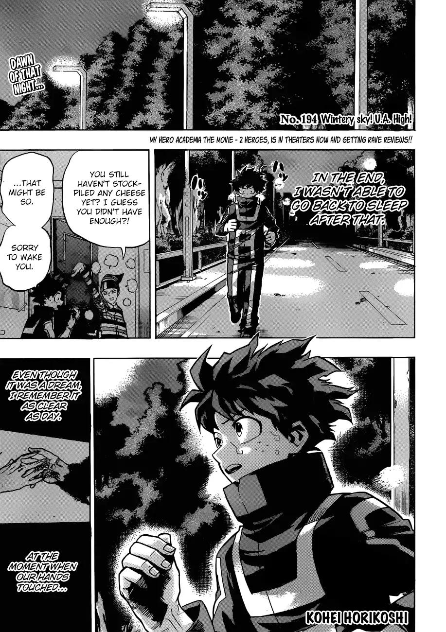 Boku no Hero Academia Chapter 194 page 1 - Chapter 194: Wintery Sky! U.A. High!