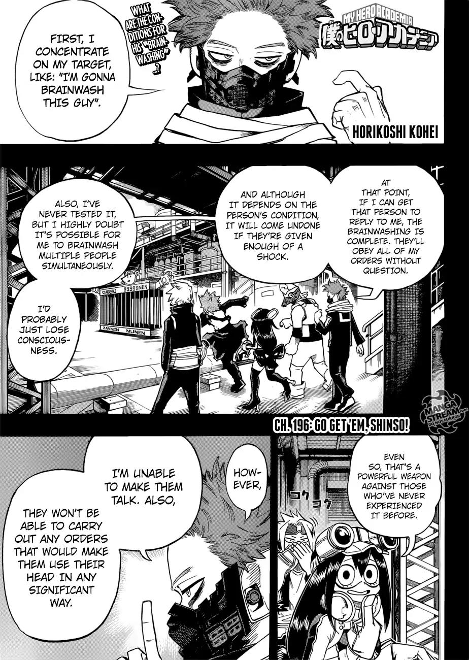 Boku no Hero Academia Chapter 196 page 1 - Chapter 196: Go Get 'Em, Shinso!
