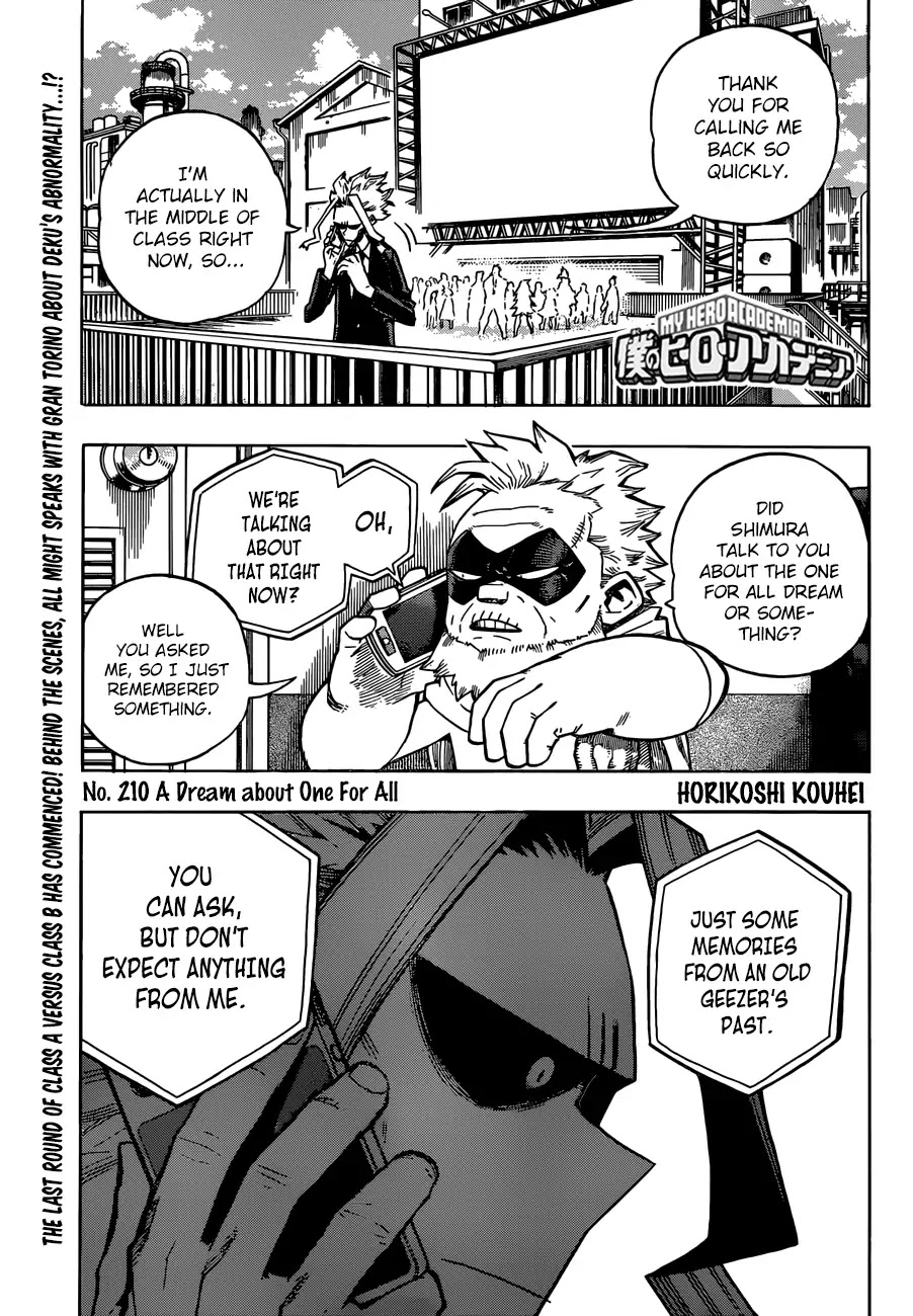 Boku no Hero Academia Chapter 210 page 1 - Chapter 210: A Dream about One For All