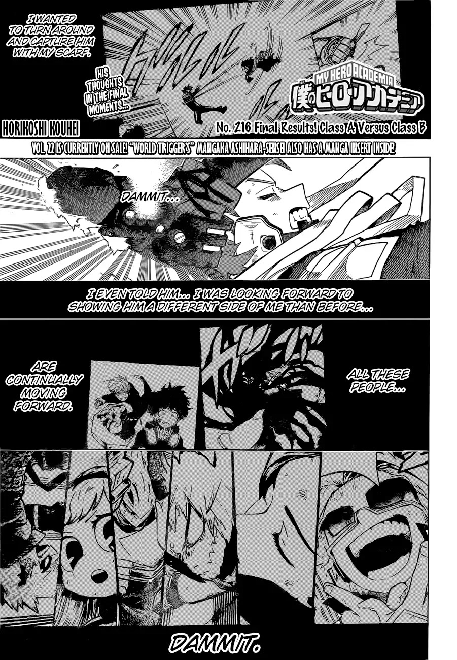 Boku no Hero Academia Chapter 216 page 1 - Chapter 216: Final Results! Class A Versus Class B
