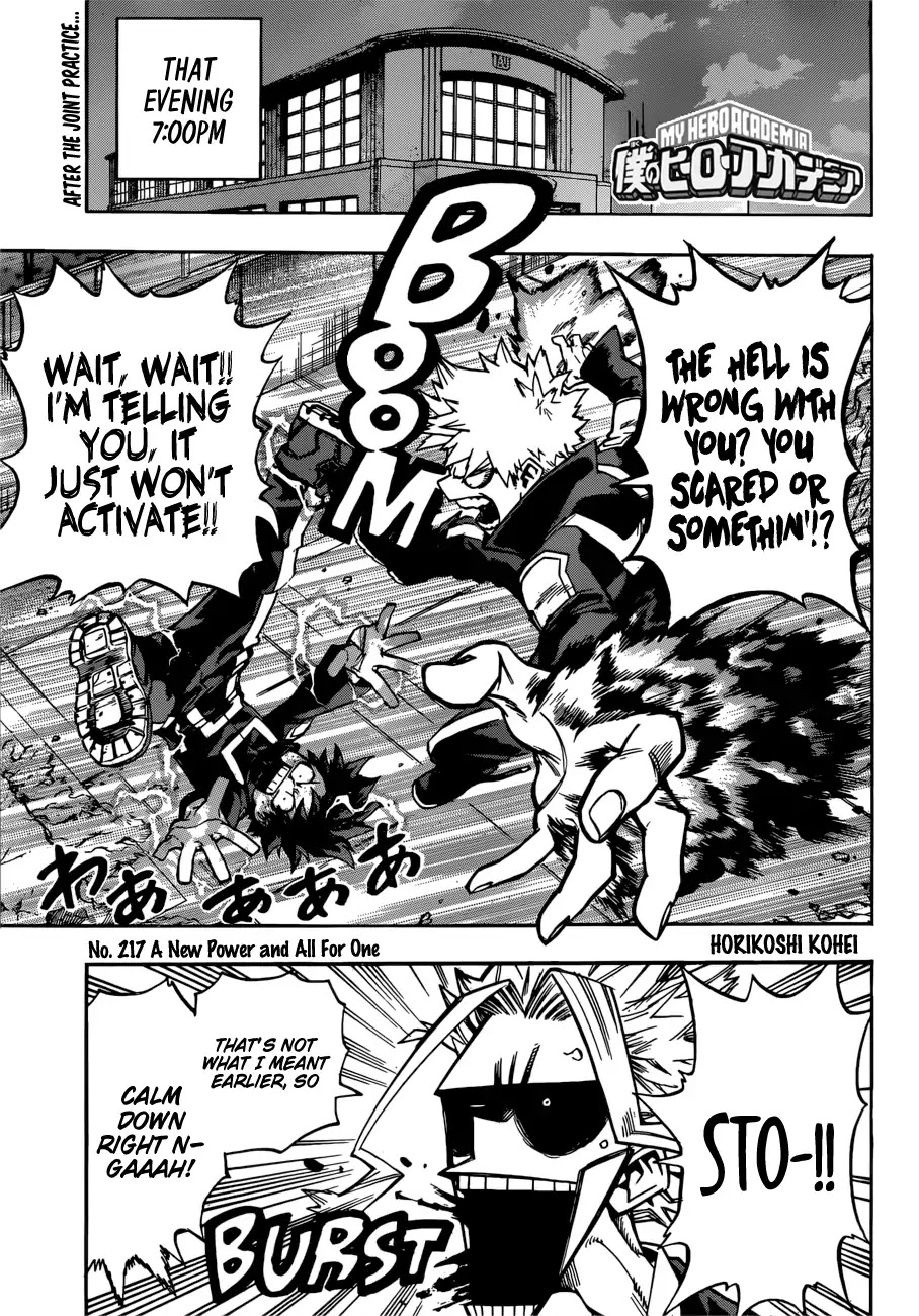 Boku no Hero Academia Chapter 217 page 1 - Chapter 217: A New Power and All For One