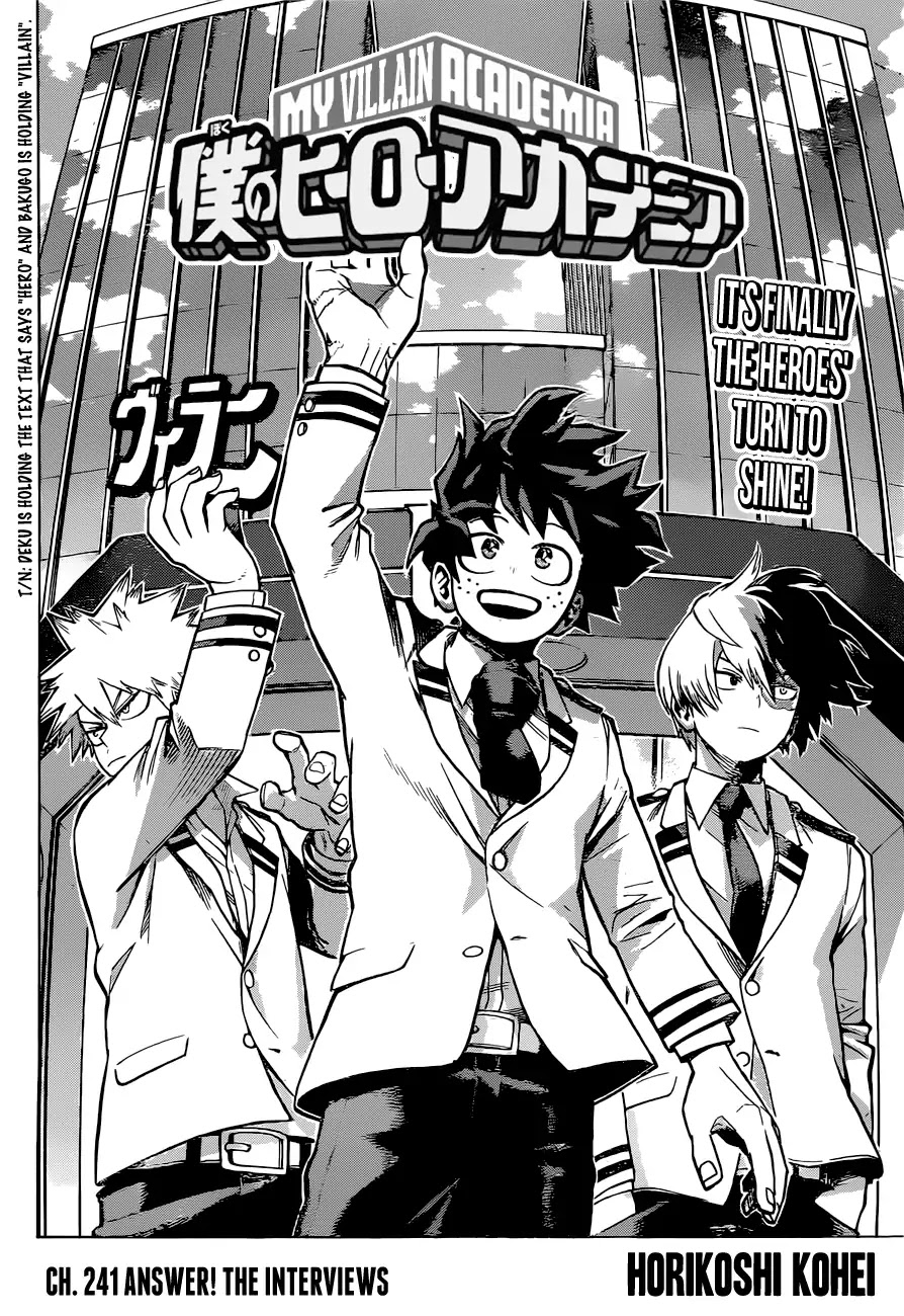 Boku no Hero Academia Chapter 241 page 3 - Chapter 241: Answer! The Interviews