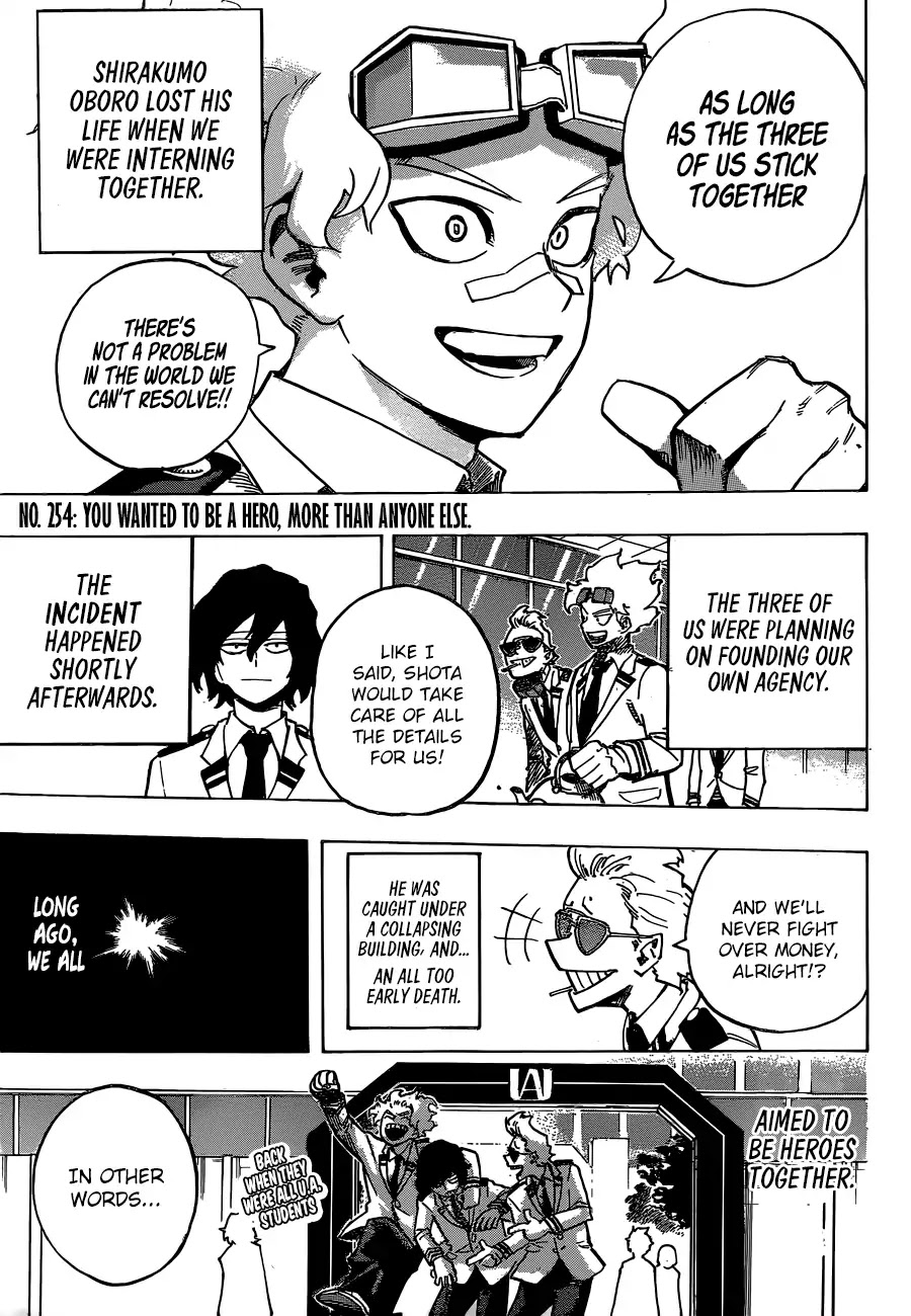 Boku no Hero Academia Chapter 254 page 3 - Chapter 254: You Wanted to Be a Hero, More Than Anyone Else.