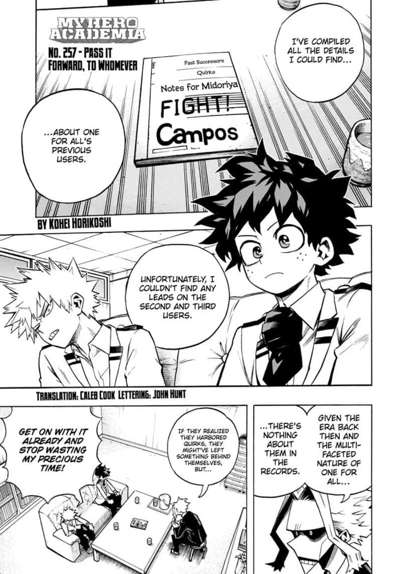 Boku no Hero Academia Chapter 257 page 1 - Chapter 257