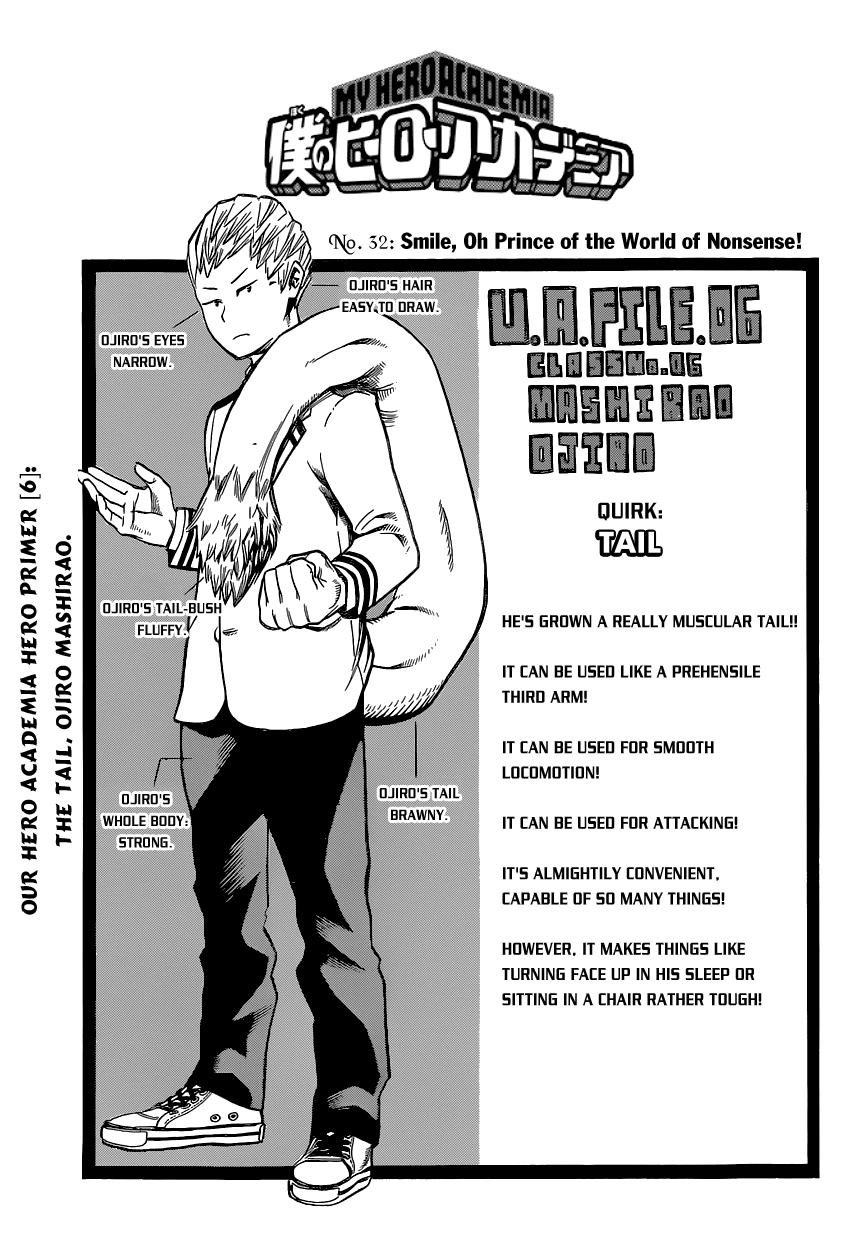Boku no Hero Academia Chapter 32 page 5 - Chapter 32: Smile, Oh Prince of the World of Nonsense!