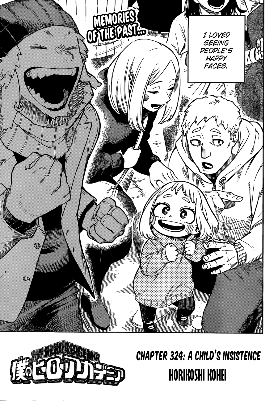 Boku no Hero Academia Chapter 324 page 1 - Chapter 324: A Child's Insistence