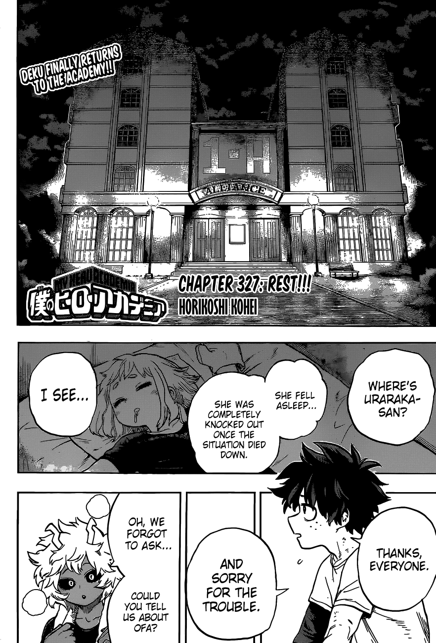 Boku no Hero Academia Chapter 327 page 5 - Chapter 327: Rest!!!