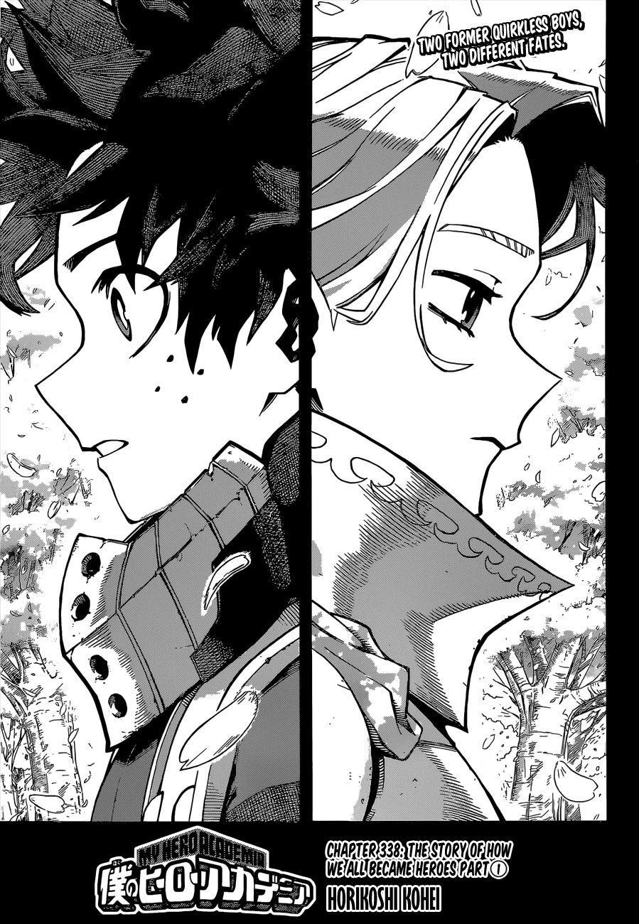 Boku no Hero Academia Chapter 338 page 1 - Chapter 338: The Story of how We All Became Heroes Part ①