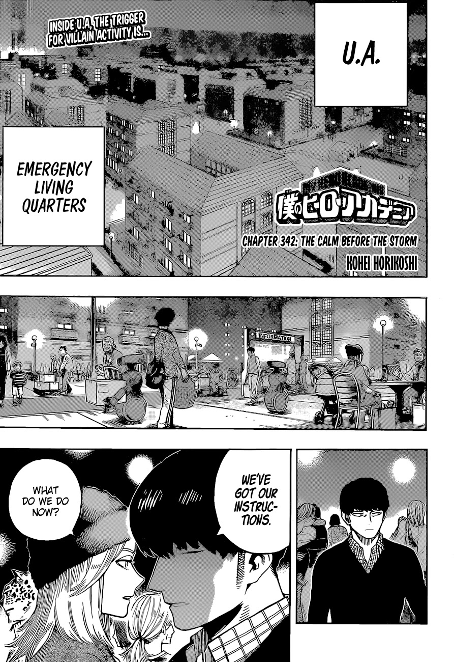 Boku no Hero Academia Chapter 342 page 1 - Chapter 342: The Calm Before the Storm