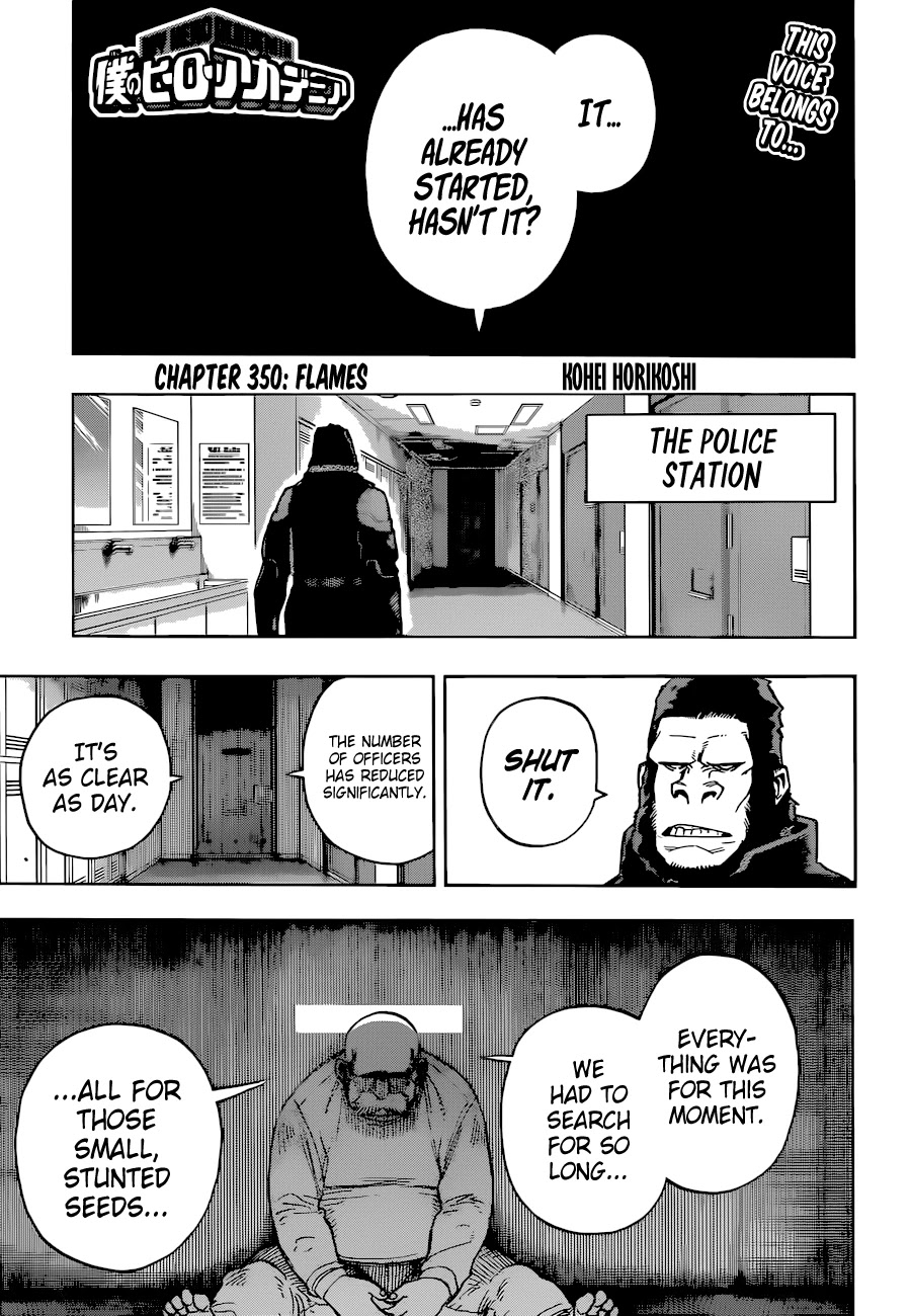 Boku no Hero Academia Chapter 350 page 1 - Chapter 350: Flames
