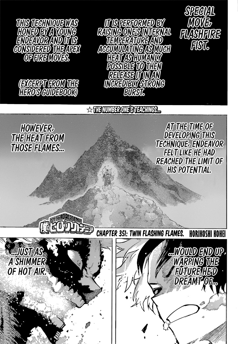 Boku no Hero Academia Chapter 351 page 1 - Chapter 351: Twin Flashing Flames