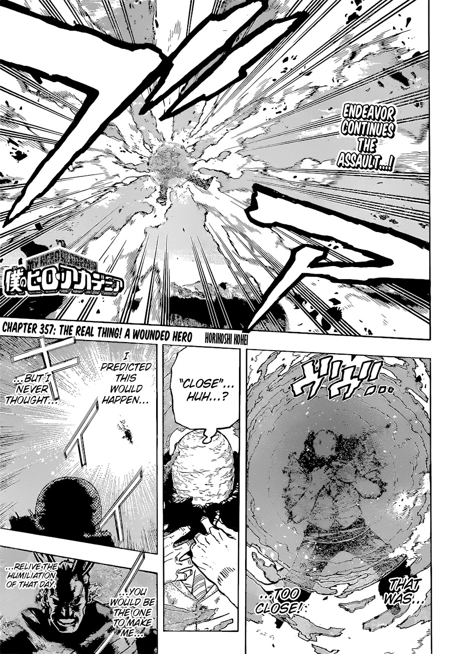 Boku no Hero Academia Chapter 357 page 1 - Chapter 357: The Real Thing! A Wounded Hero