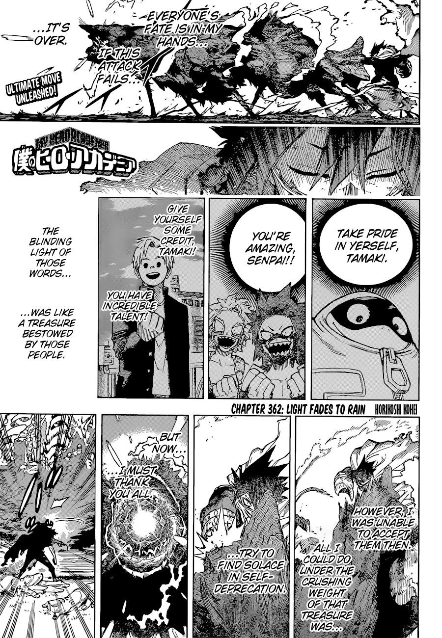 Boku no Hero Academia Chapter 362 page 1 - Chapter 362: Light Fades to Rain