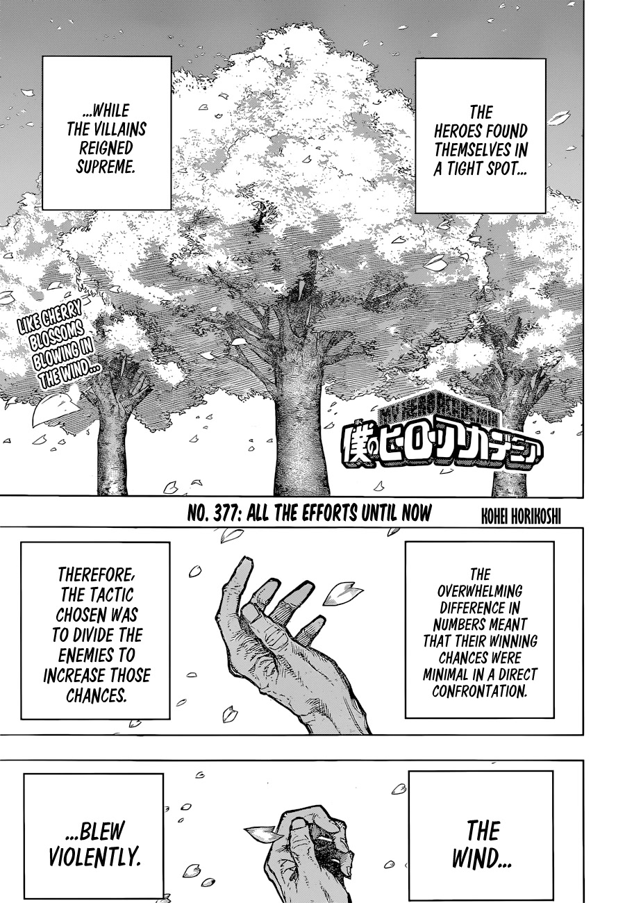 Boku no Hero Academia Chapter 377 page 1 - Chapter 377: All the efforts until now
