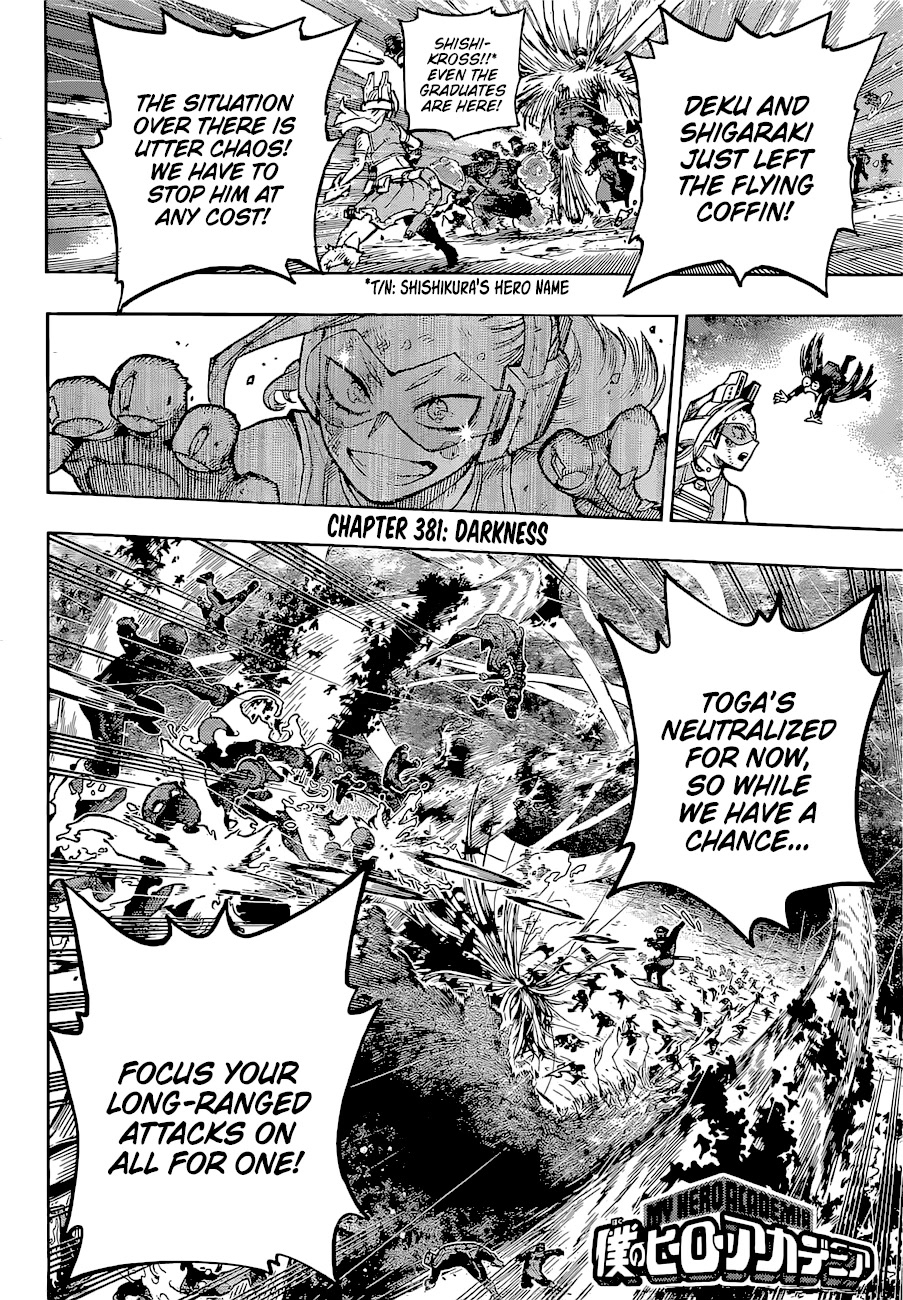 Boku no Hero Academia Chapter 381 page 3 - Chapter 381: Darkness