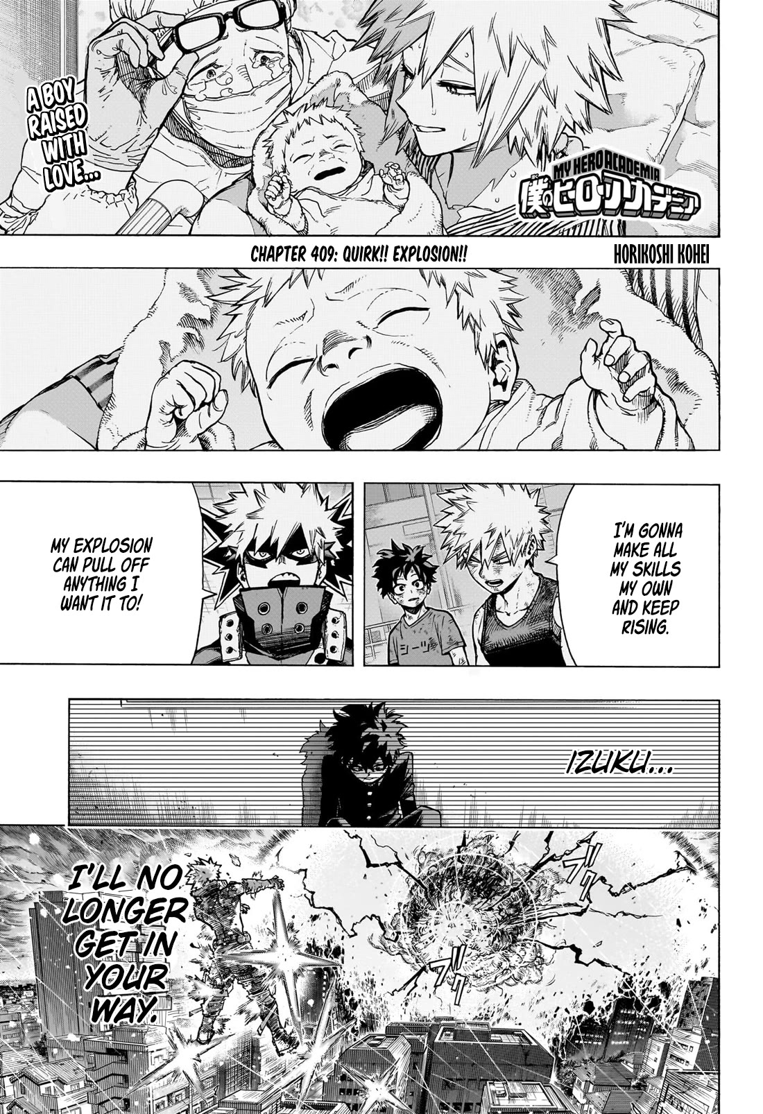 Boku no Hero Academia Chapter 409 page 1 - Chapter 409: Quirk!! Explosion!!