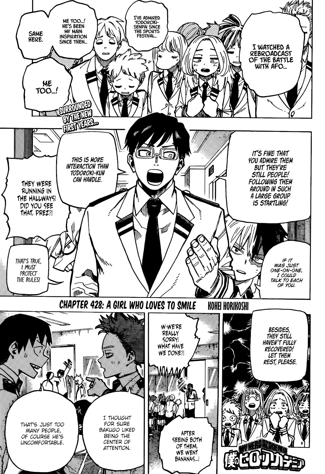 Boku no Hero Academia Chapter 428 page 1 - Chapter 428: A Girl who loves to smile