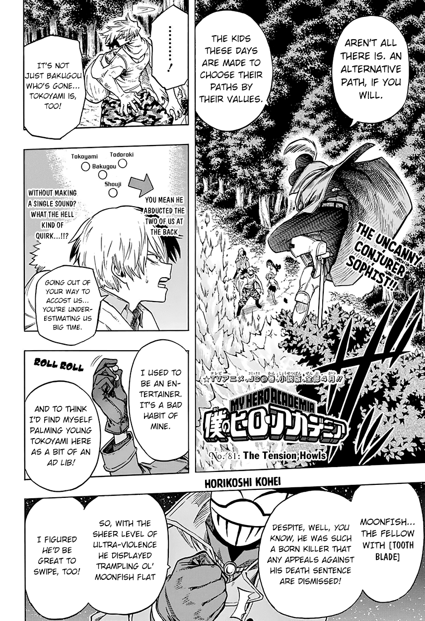 Boku no Hero Academia Chapter 81 page 4 - Chapter 81: The Tension Howls