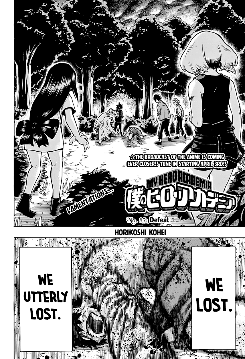 Boku no Hero Academia Chapter 83 page 4 - Chapter 83: Defeat