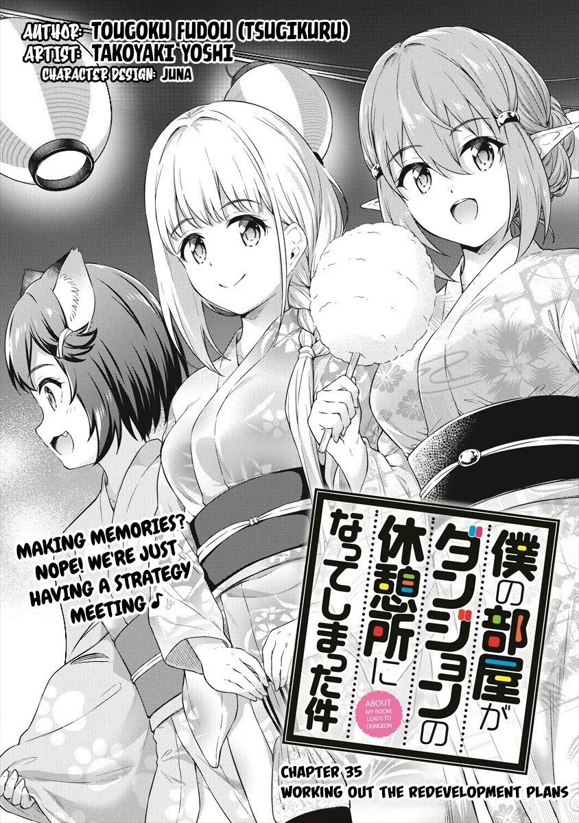 Boku no Heya ga Dungeon no Kyuukeijo ni Natteshimatta Ken Chapter 35 page 2 - Chapter 35: Working Out the Redevelopment Plans