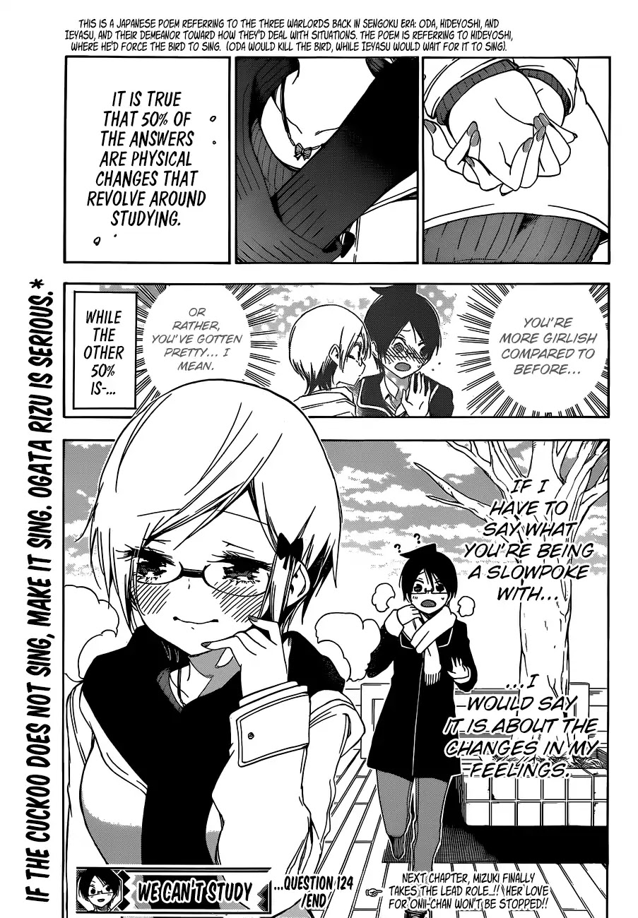 Bokutachi wa Benkyou ga Dekinai Chapter 124 page 20 - Chapter 124: A Change in the Genius's Appearance can Sometimes Lead to Progress in [X]