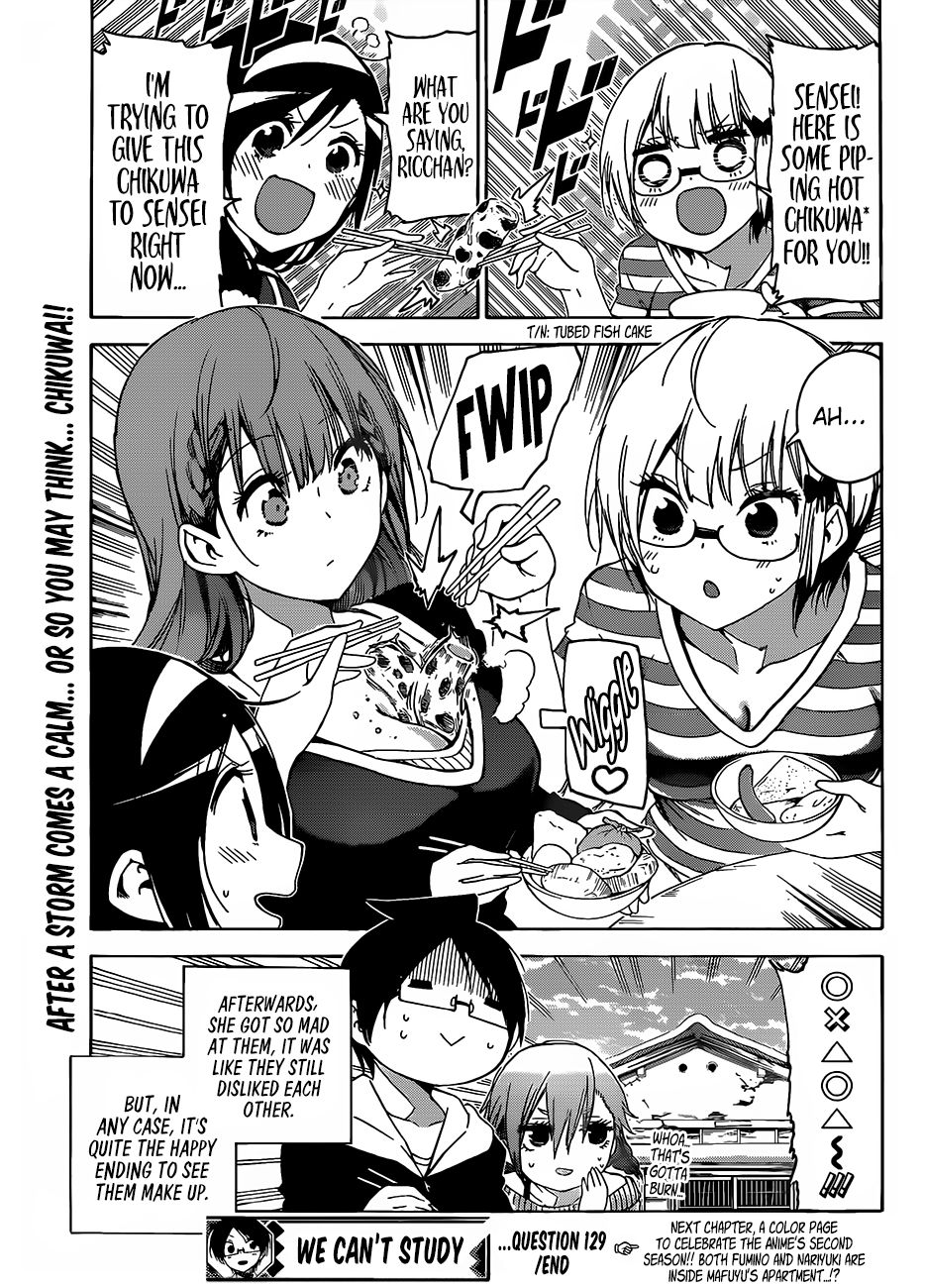 Bokutachi wa Benkyou ga Dekinai Chapter 129 page 20 - Chapter 129: They Play in the Thawing Snow, Nestled up Near [X]