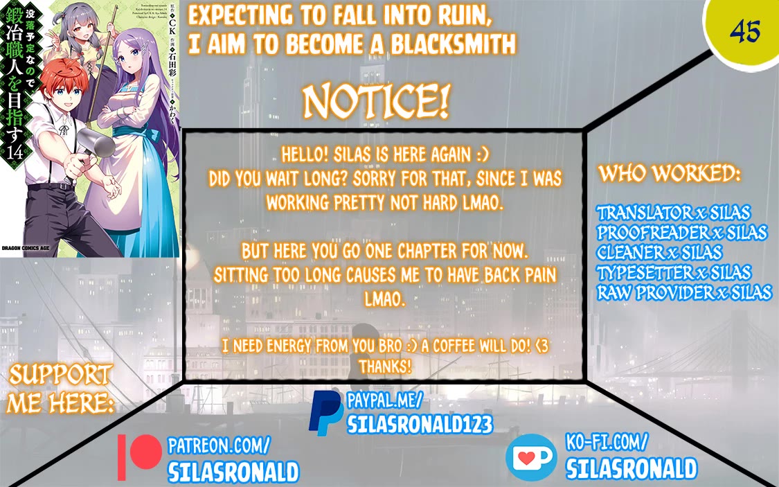 Botsuraku Youtei Nanode, Kajishokunin wo Mezasu Chapter 45 page 1 - Chapter 45