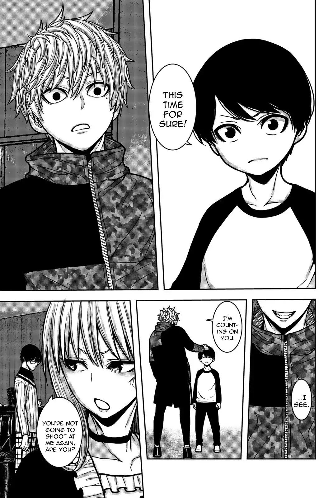 Bougyaku no Kokekko Chapter 23 page 15 - Chapter 23: When the Situation Calls for it, Shoot