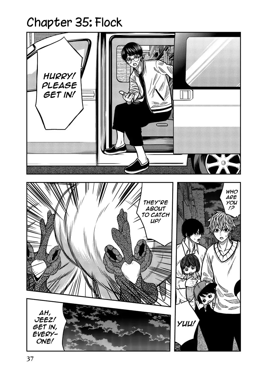 Bougyaku no Kokekko Chapter 35 page 1 - Chapter 35: Flock