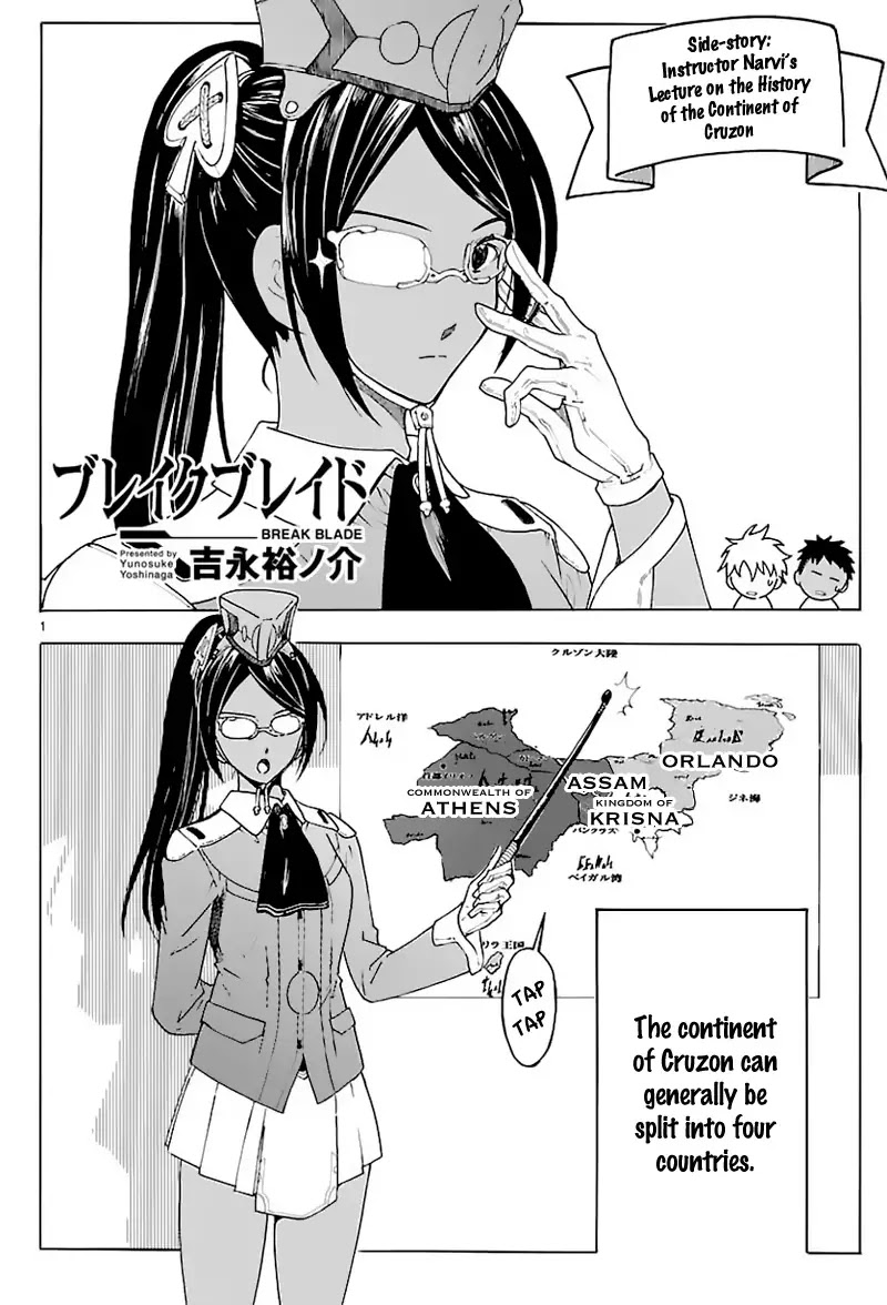 Break Blade Chapter 59.5 page 1 - Chapter 59.5: Instructor Narvi's Lecture on the History of the Continent of Cruzon