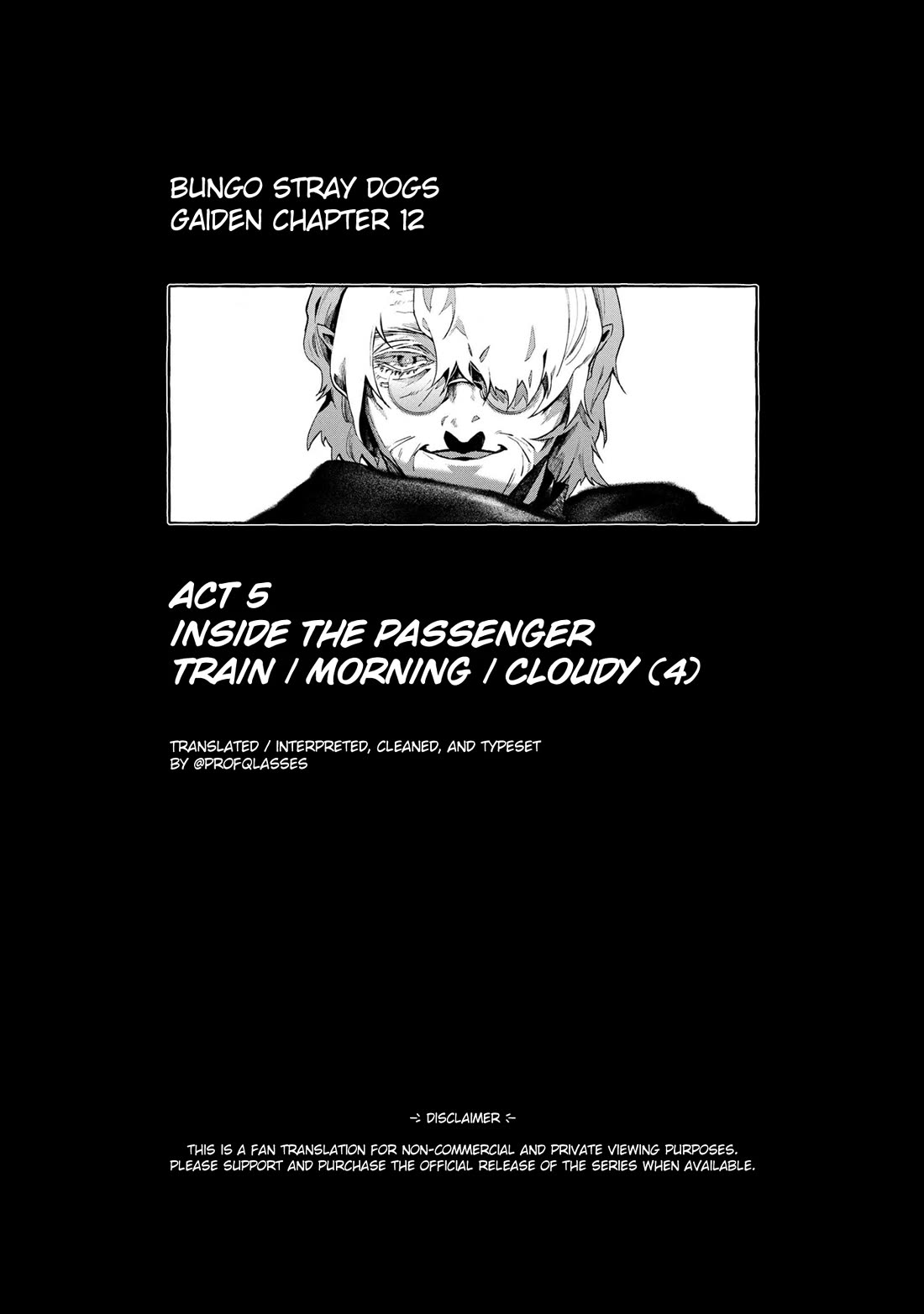 Bungou Stray Dogs Gaiden: Ayatsuji Yukito VS. Kyougoku Natsuhiko Chapter 12 page 1 - Chapter 12: Act 5: Inside the Passenger Train / Morning / Cloudy ④
