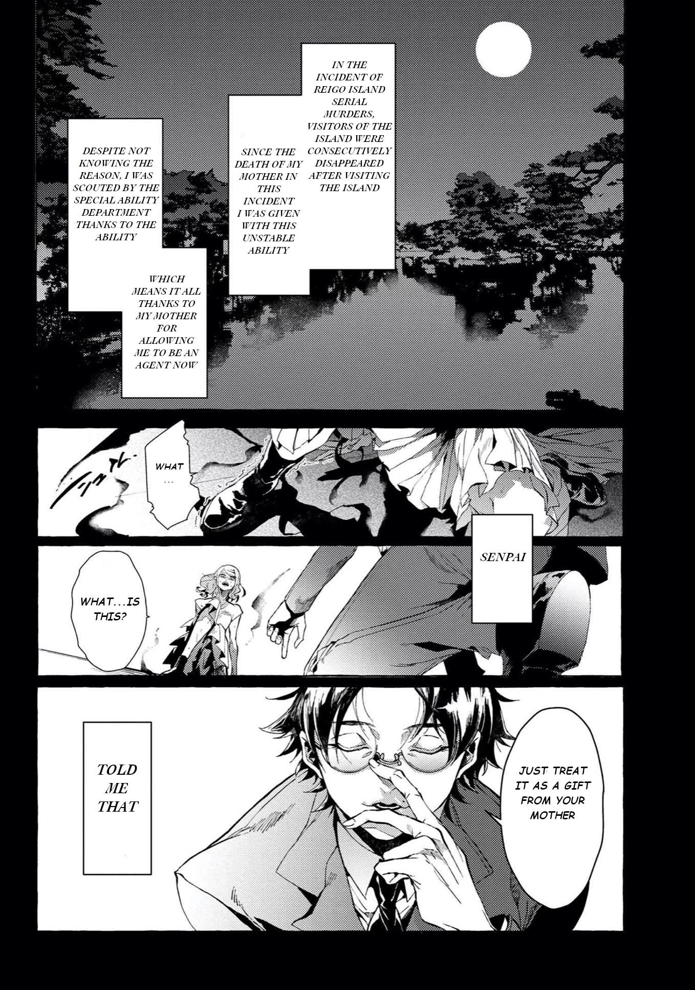 Bungou Stray Dogs Gaiden: Ayatsuji Yukito VS. Kyougoku Natsuhiko Chapter 5.1 page 11 - Chapter 5.1: Act 4: Justice Department/Morning/Sunny ①