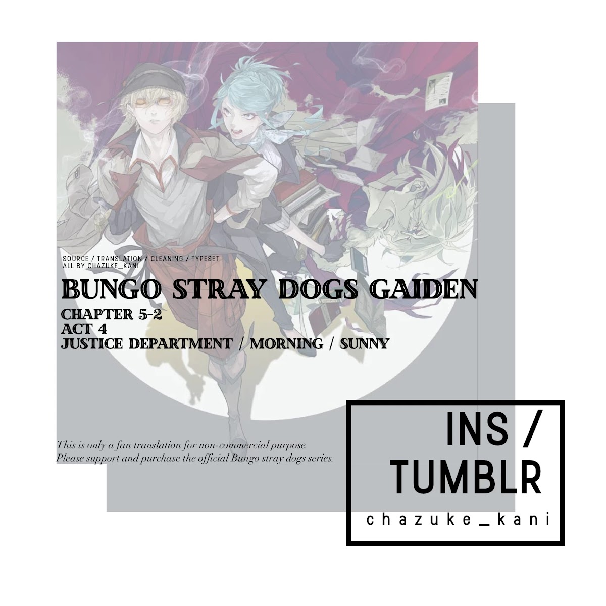 Bungou Stray Dogs Gaiden: Ayatsuji Yukito VS. Kyougoku Natsuhiko Chapter 5.2 page 1 - Chapter 5.2: Act 4: Justice Department/Morning/Sunny ②